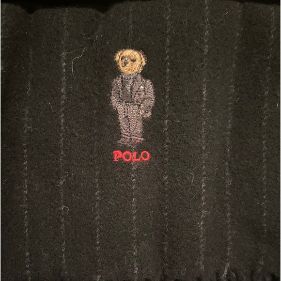NWT Polo Ralph Lauren Mens Logo Classic Wool Bear Scarf Hat Set Italy - Picture 4 of 10